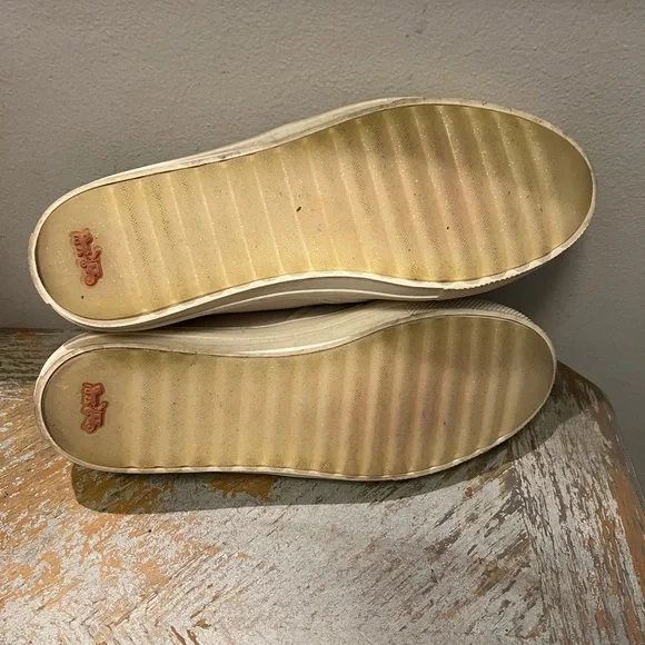 Coach Women’s Sz 11 White Leather Slip On Sneakers Star Embellishment Sequin - Picture 8 of 12